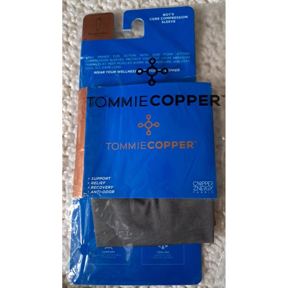 TOMMIE COPPER CORE COMPRESSION Fulll Arm SLEEVE Youth Small Slate Grey NEW!!